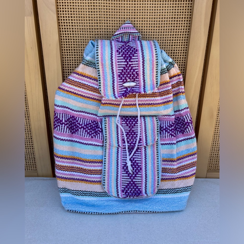 Drawstring/Toggle Woven Backpack - image 1